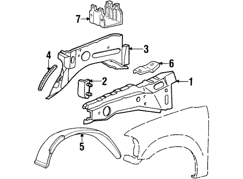 1999 Lincoln Navigator Structural Components & Rails Fuse Box Diagram for 5L3Z-14A254-AA