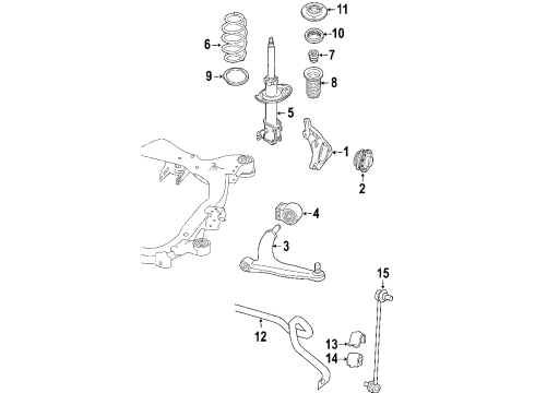 2009 Saab 9-3 Front Suspension Components, Lower Control Arm, Stabilizer Bar Clamp, Front Stabilizer Shaft Insulator Diagram for 13192892
