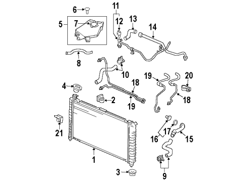 2004 Oldsmobile Silhouette Radiator & Components Cooler Line Diagram for 10324809