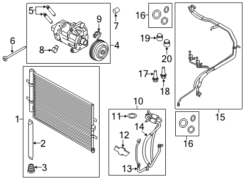 2019 Ford Transit-350 Air Conditioner Suction & Discharge Hose Assembly Diagram for BK3Z-19A834-AG