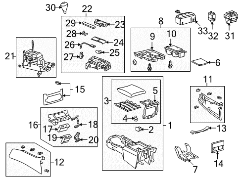 2012 Lexus LS460 Traction Control Components Knob Sub-Assembly, Shift Diagram for 33504-30352-E2