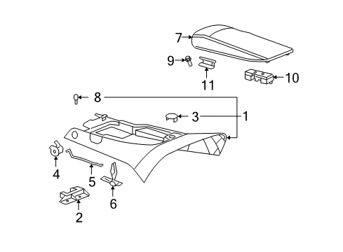 2005 Chevrolet Corvette Center Console Hinge Asm-Front Floor Console Compartment Door Diagram for 10324493