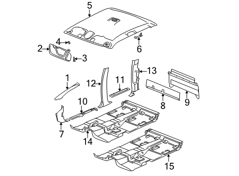 2007 GMC Sierra 1500 Interior Trim - Cab Center Pillar Trim Diagram for 15850689