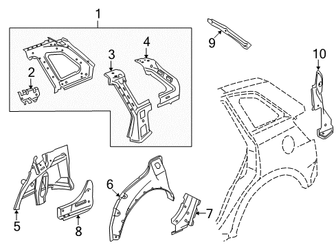 2009 Saturn Vue Inner Structure - Quarter Panel Front Reinforcement Diagram for 25990039
