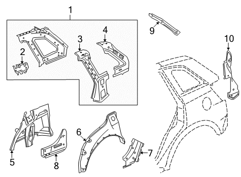 2009 Saturn Vue Inner Structure - Quarter Panel Extension Panel Diagram for 19121026