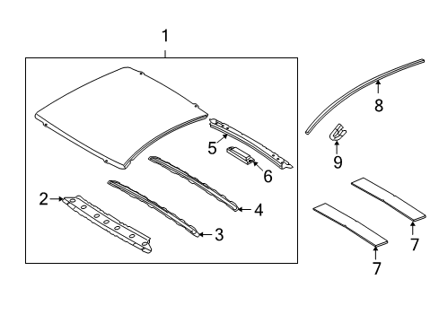 2009 Infiniti G37 Roof & Components, Exterior Trim Moulding-Roof Drip, RH Diagram for 73854-JL00A