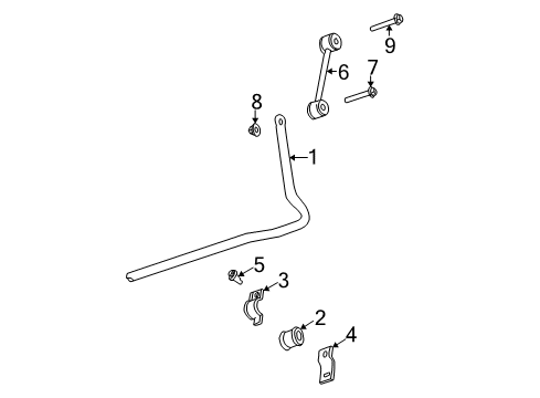 2001 Chrysler PT Cruiser Stabilizer Bar & Components - Rear Bar Diagram for 4656933AA