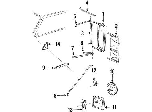 1992 GMC C2500 Outside Mirrors Mirror, Outside Rear View (Reflector Glass) Diagram for 12385748