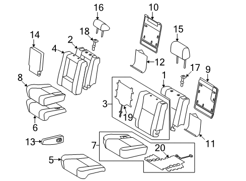 2017 Toyota Sequoia Heated Seats Seat Cushion Pad Diagram for 71614-0C010