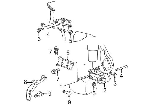 2009 Dodge Ram 2500 Engine & Trans Mounting Bracket Diagram for 53034077AB