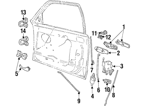 1992 Ford Crown Victoria Front Door - Lock & Hardware Handle, Inside Diagram for F2AZ5421818BA