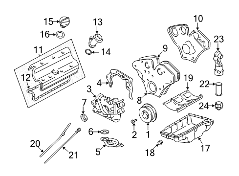 2004 Cadillac CTS Filters Adapter Asm-Oil Filter Diagram for 24415385