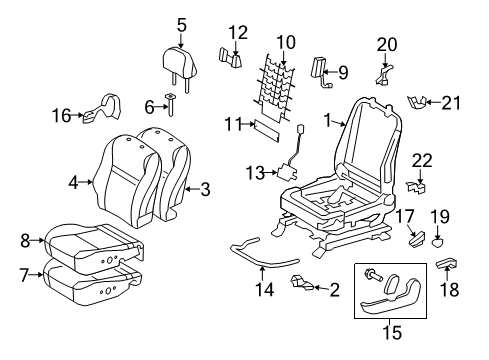 2013 Toyota Matrix Driver Seat Components Cushion Cover Diagram for 71072-02V50-B0