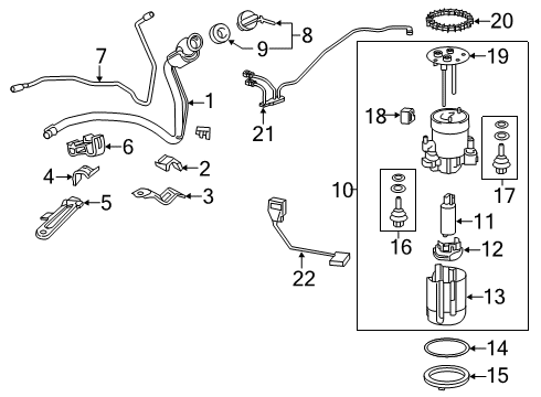 2019 Lexus RX350 Filters Fuel Pump Diagram for 77020-0E130