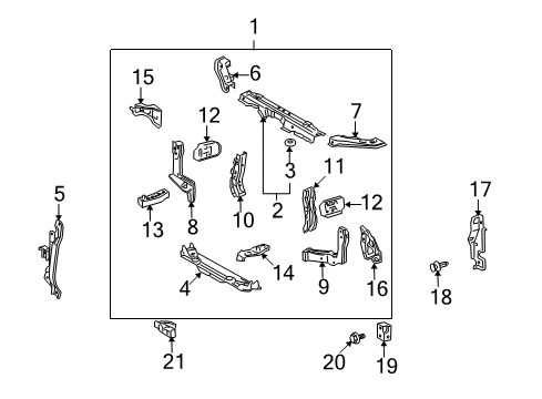 2006 Toyota Highlander Automatic Temperature Controls Upper Tie Bar Diagram for 53216-48030