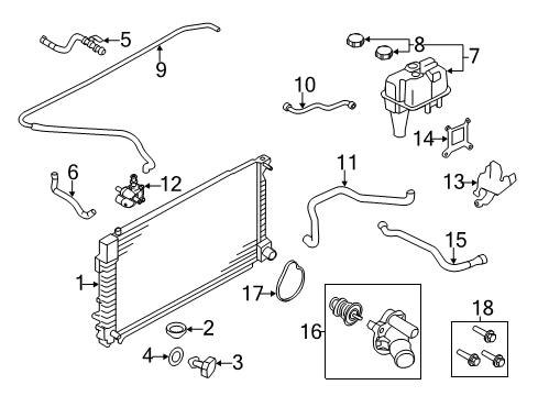 2010 Ford Escape Radiator & Components Overflow Hose Diagram for AM6Z-8C633-A
