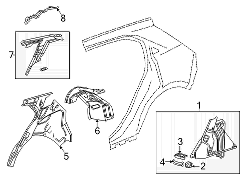 2021 Buick Envision Inner Structure - Quarter Panel Inner Wheelhouse Diagram for 84786434