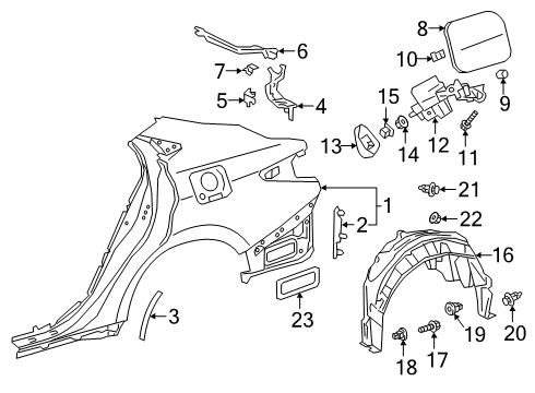 2022 Lexus ES300h Quarter Panel & Components Rivet Diagram for 90269-A0005