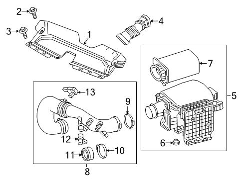 2019 Infiniti Q50 Powertrain Control Air Duct Diagram for 16554-4GD0B