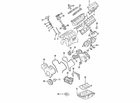 2003 Cadillac CTS Engine Parts, Mounts, Cylinder Head & Valves, Camshaft & Timing, Oil Cooler, Oil Pan, Oil Pump, Crankshaft & Bearings, Pistons, Rings & Bearings Bearing Kit, Connect Rod Diagram for 88894365