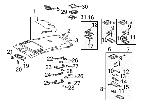 2008 Lexus RX350 Interior Trim - Roof Cargo Lamp Diagram for 81240-AA020-B0