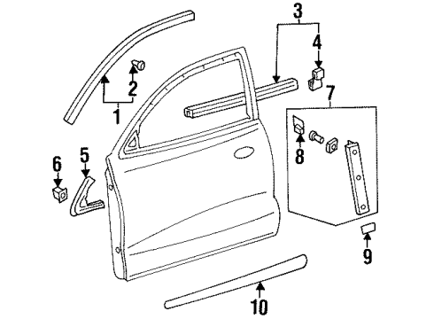 1999 Hyundai Elantra Exterior Trim - Front Door Moulding Assembly-Front Door Frame, RH Diagram for 82860-29000