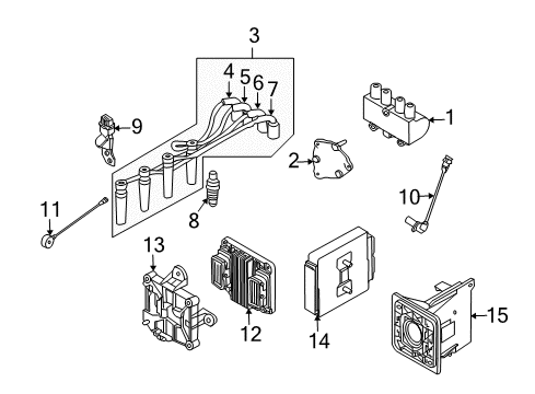 2007 Chevrolet Aveo Powertrain Control Spark Plug Diagram for 96130723