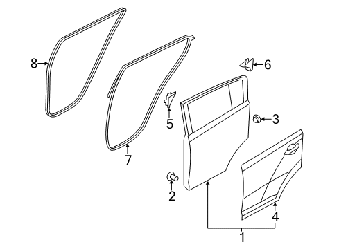 2013 Kia Sportage Rear Door Panel Assembly-Rear Door Module Diagram for 834813W000