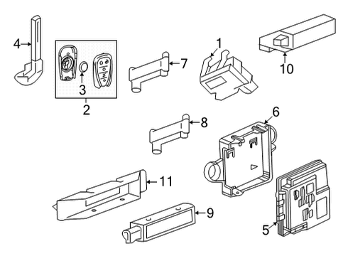 2022 Chevrolet Trailblazer Keyless Entry Components Module Bracket Diagram for 42699638