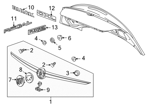 2011 Buick Regal Exterior Trim - Trunk Lid Release Switch Diagram for 13422268