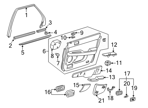 2002 Acura RL Interior Trim - Rear Door Pad, Driver Side (Upper) (Quartz) (Leather) Diagram for 83771-SZ3-J10ZD