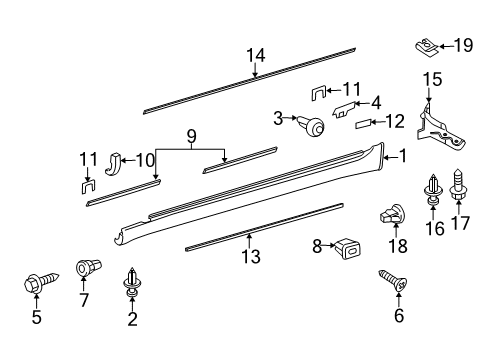 2014 Lexus LS460 Exterior Trim - Pillars, Rocker & Floor Weatherstrip, Front Door, No.3 RH Diagram for 67895-50020