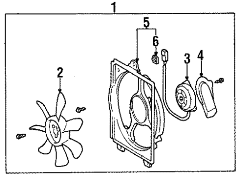 1997 Toyota Tercel A/C Condenser Fan Motor Diagram for 16363-74180