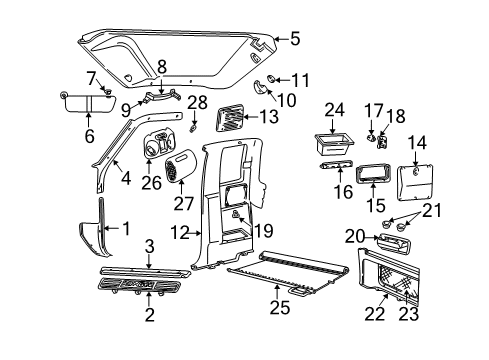 1998 Ford Ranger Interior Trim - Cab Cover Diagram for E9TZ-1345626-A