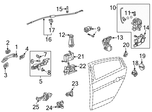 2005 Acura TL Rear Door Handle, Passenger Side (Anthracite Metallic) Diagram for 72141-SEP-A01ZF