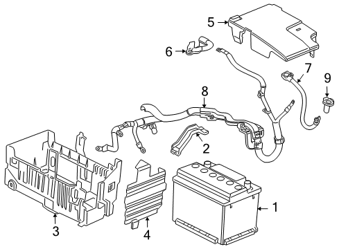 2015 Chevrolet Cruze Battery Cable, Generator & Starter Diagram for 13291376