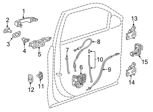 2015 Cadillac Escalade Front Door - Lock & Hardware Lock Cable Diagram for 23140714