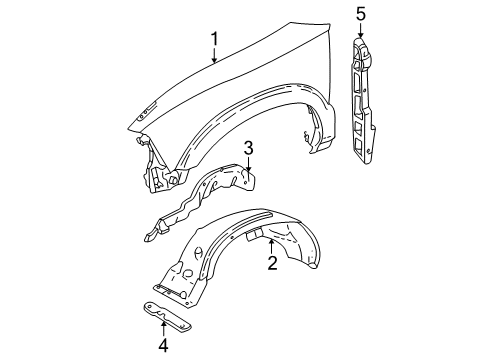 1994 GMC Sonoma Fender & Components Splash Shield Diagram for 15989763