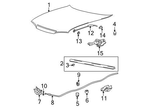 2000 Hyundai Accent Hood & Components Latch Assembly-Hood Diagram for 81130-25000