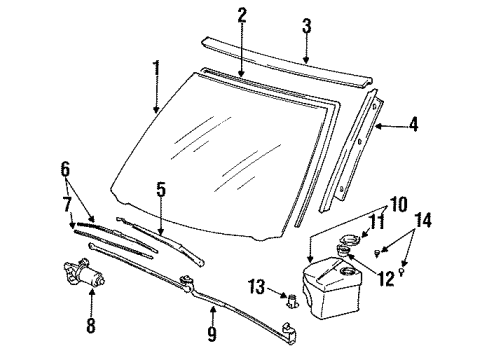 1993 Toyota Camry Windshield Glass, Wiper & Washer Components, Reveal Moldings Washer Reservoir Diagram for 85315-06010