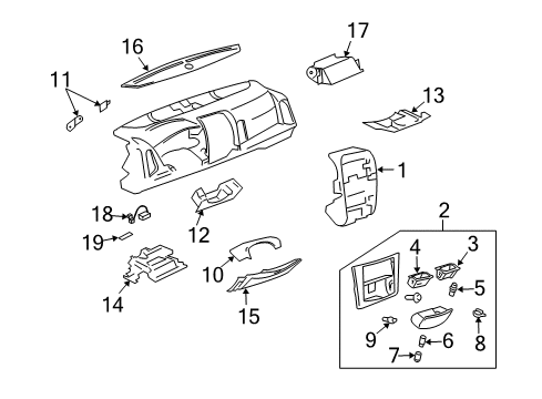 2004 Cadillac SRX Cluster & Switches, Instrument Panel Compartment Asm-Instrument Panel Diagram for 25716163