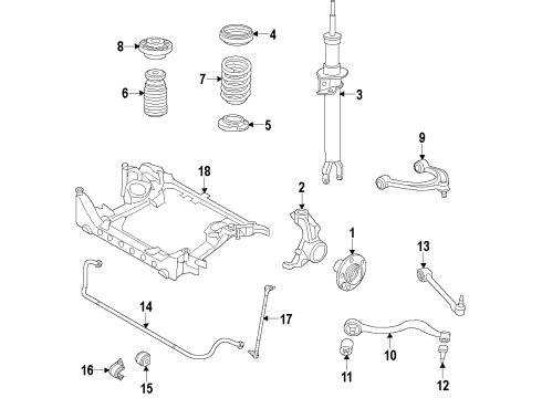 2013 BMW M5 Front Suspension Components, Lower Control Arm, Upper Control Arm, Stabilizer Bar Stabilizer Front With Rubber Mounting Diagram for 31357850119
