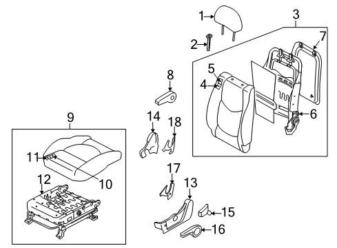 2013 Kia Soul Front Seat Components Cushion Assembly(W/O Track Diagram for 881002K115ALF