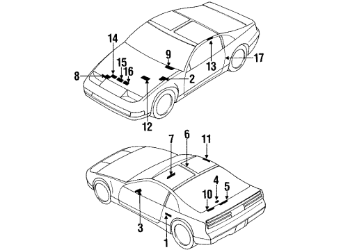 1995 Nissan 300ZX Information Labels Label-UNLEADED Fuel Only Diagram for 14806-30P10