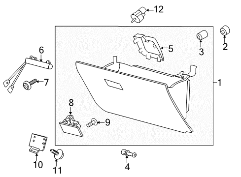 2013 Lincoln MKX Glove Box Cover Diagram for BA1Z-78061A40-AA