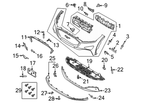 2021 Ford Mustang Mach-E Bumper & Components - Front Bracket Bolt Diagram for -W711390-S450B