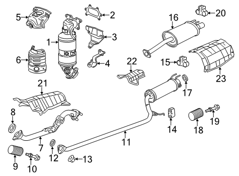 2012 Honda Civic Exhaust Components Muffler, Exhuast Diagram for 18307-TR6-A01