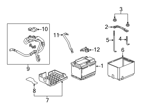 2020 Honda Civic Battery Cable Assembly, Battery Ground Diagram for 32600-TEA-M00