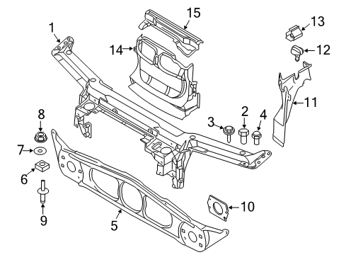 2006 BMW 330Ci Radiator Support Bulkhead Engine Compartment Top Left Diagram for 51718202799