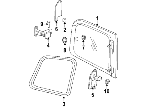 1997 Oldsmobile Silhouette Side Panel - Glass & Hardware Window Asm, Body Side Rear <Use 1C4J 2200A> Diagram for 12457560
